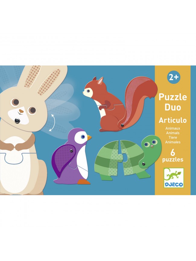 Coffret de 3 jolis puzzles Djeco de 4, 6 et 9 pièces, sur le thème des  animaux de la mer.