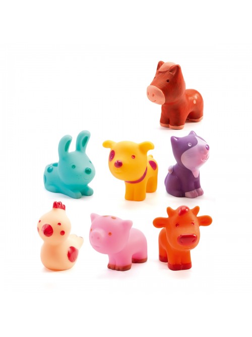 figurine figurines animaux ferme troopo troopo-farm djeco silicone agréable manipuler manipulation couleurs nom
