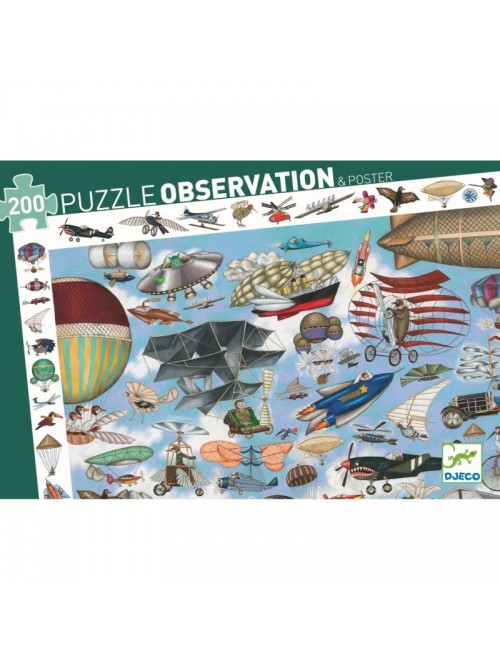 puzzle observation disco poster avion aero club aéro-club 200 pièces éléments retrouver frise fusée avions